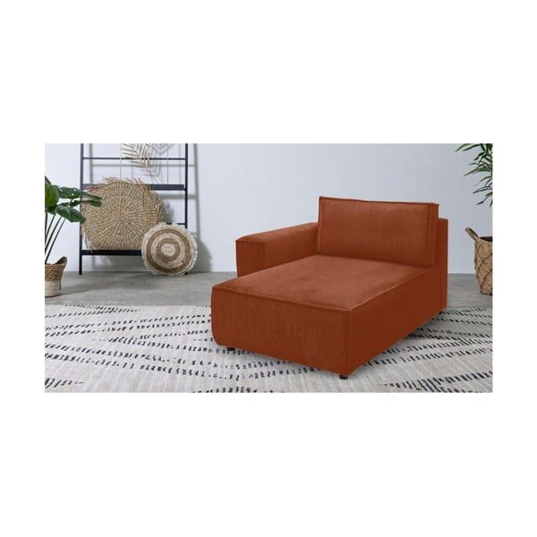 Opečnato oranžen modul za sedežno garnituro iz rebrastega žameta (levi kot) Nihad modular – Bobochic Paris-image-1