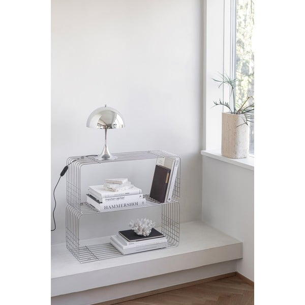 Kovinska stenska polica v sijajno srebrni barvi 70x30 cm Wire – Mette Ditmer Denmark-image-1