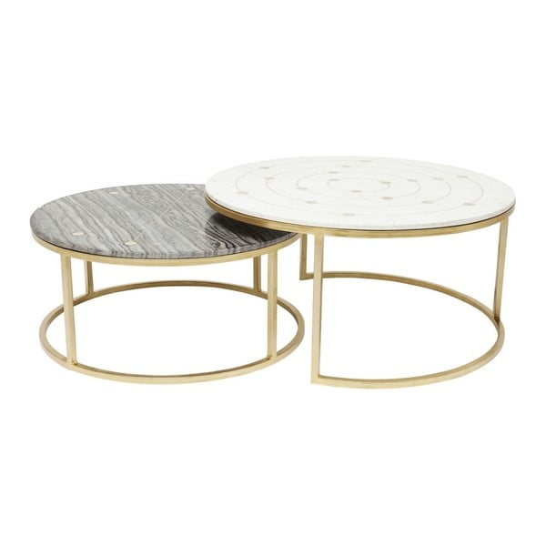 Garnitura 2 mizic za kavo z marmornatim vrhom Kare Design Mystic