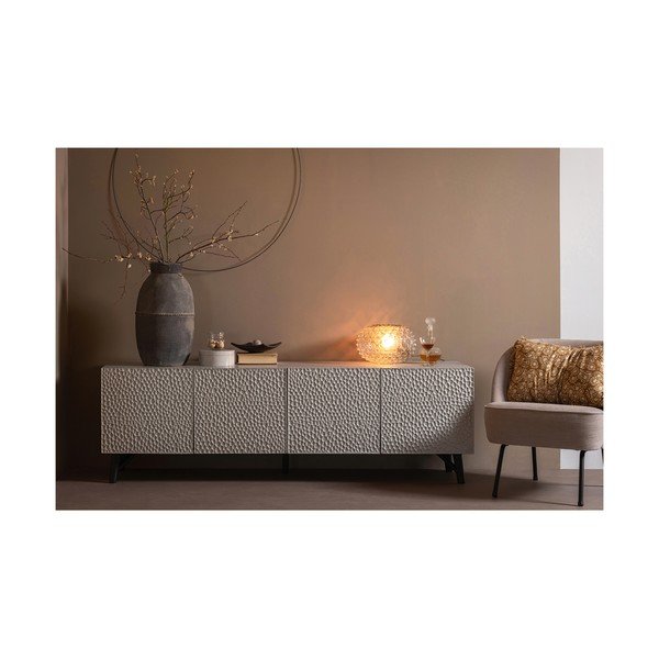 Svetlo siva TV omarica iz masivnega manga 185x56x46 cm Carved – WOOOD-image-1