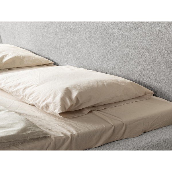 Svetlo siva oblazinjena zakonska postelja z letvenim dnom 140x200 cm Makana – Makamii-image-1