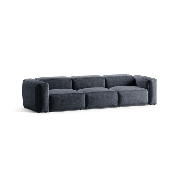 Prašno modra sedežna garnitura iz rebrastega žameta 364 cm Bergamo – Cosmopolitan Design-image-2