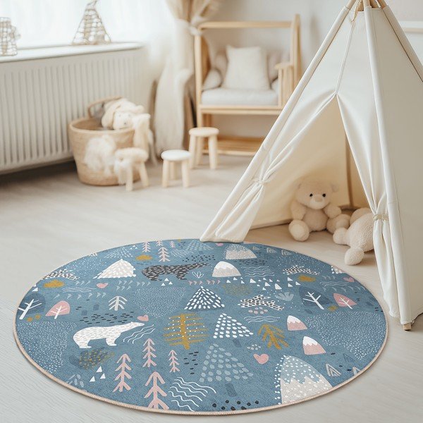 Modra pralna otroška preproga ø120 cm Forest Land – Mila Home-image-3