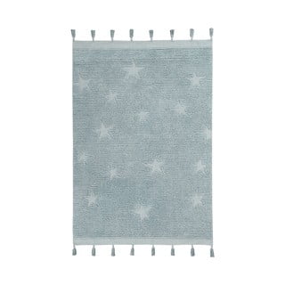 Modra pralna ročno tkana bombažna otroška preproga 120x175 cm Hippy Stars Aqua – Lorena Canals