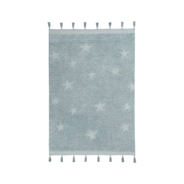 Modra pralna ročno tkana bombažna otroška preproga 120x175 cm Hippy Stars Aqua – Lorena Canals