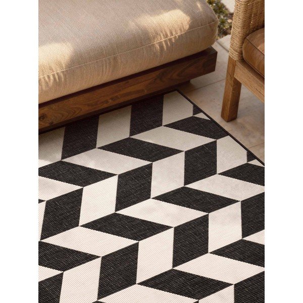 Črna/kremno bela notranja in zunanja preproga 200x300 cm Haringey Terrick – Ted Baker-image-3