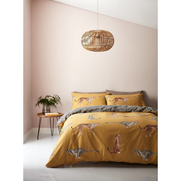Rumeno-rjava posteljnina Catherine Lansfield Gepard, 200 x 200 cm