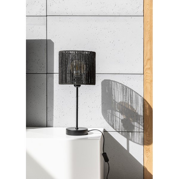 Črna namizna svetilka s senčilom iz trstike (višina 48 cm) Foresto – GTV-image-1