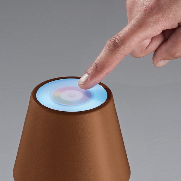 Rjava LED namizna svetilka s kovinskim senčilom (višina 34 cm) Cosenza – Fischer & Honsel-image-1