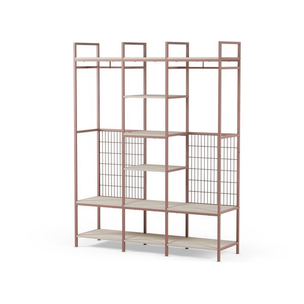 Odprta jeklena garderobna omara v barvi terakote 140x179,5x40 cm Amara – Marckeric