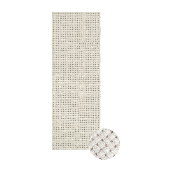 Slonokoščen pralen ročno tkan volnen tekač 80x230 cm Unexpected Wool – Lorena Canals