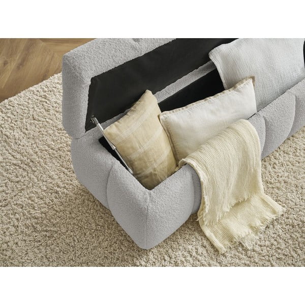 Svetlo siva klop iz tkanine bouclé Mont Blanc – Bobochic Paris-image-4