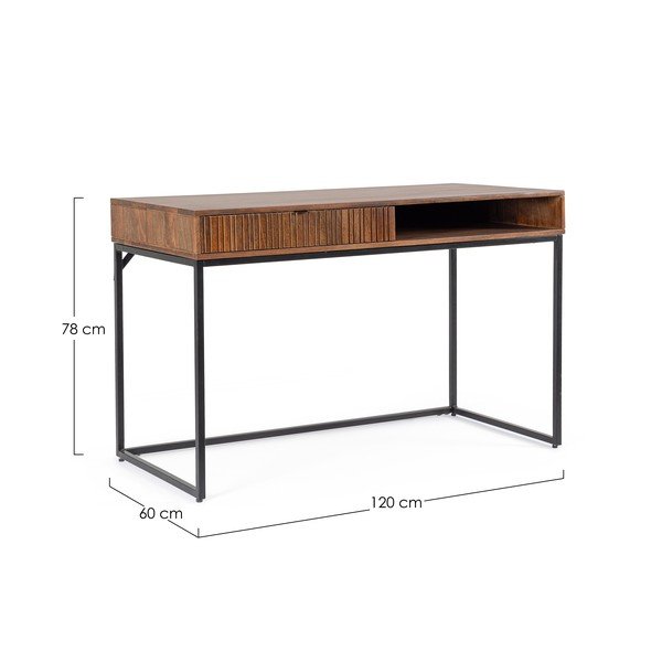 Pisalna miza z mizno ploščo iz mangovega lesa 60x120 cm Tadita – Bizzotto-image-4