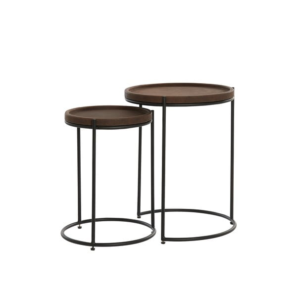 Usnjene okrogle stranske mizice v kompletu 2 kos ø 53 cm Jairo - Light & Living