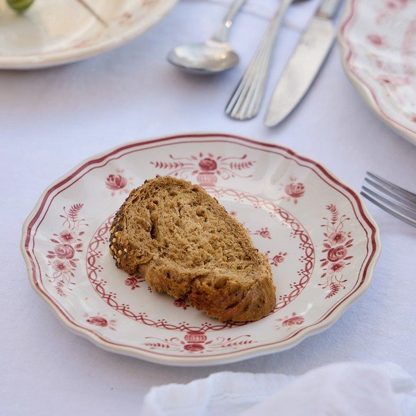 Rdeč/bel desertni krožnik iz kamenine ø 17 cm Vila – Costa Nova-image-1