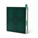 Zelena kvadratna beležnica z gel pisalom LEGO®, 15,9 x 15,9 cm