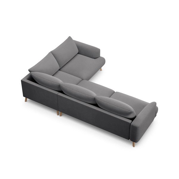 Siva žametna kotna sedežna garnitura (desni kot/v obliki črke L) Naomi – Micadoni -image-3