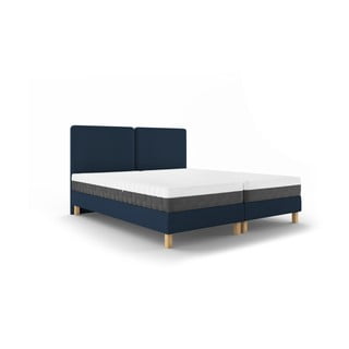 Temno modra zakonska postelja Mazzini Beds Lotus, 160 x 200 cm