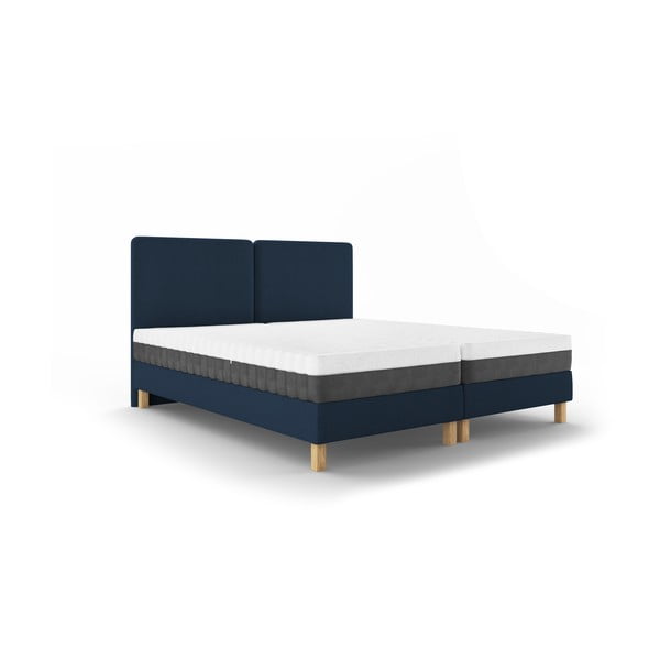 Temno modra zakonska postelja Mazzini Beds Lotus, 140 x 200 cm