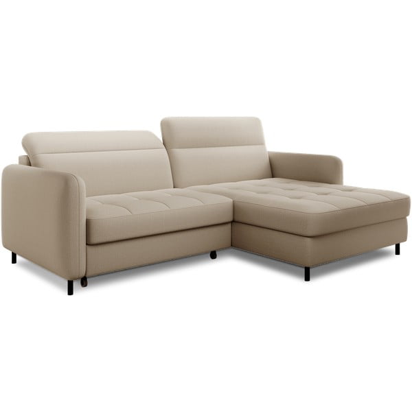 Bež žametna raztegljiva/s prostorom za shranjevanje kotna sedežna garnitura (desni kot/z ležalnikom) Gomsi – ELTAP-image-2