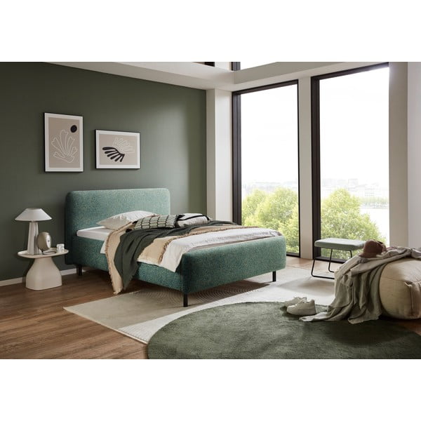 Temno zelena oblazinjena zakonska postelja brez letvenega dna 140x200 cm Primo – Meise Möbel-image-1