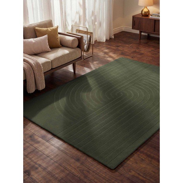 Temno zelena ročno tkana volnena preproga 200x300 cm Arcura – Vikosa-image-1