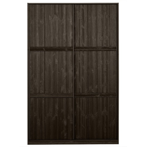 Temno rjava garderobna omara iz masivnega bora z drsnimi vrati 139x215 cm Katoi – BePureHome
