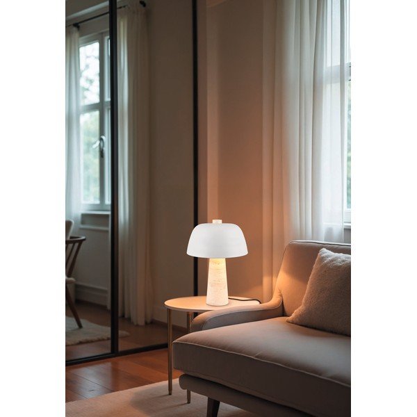 Belo-bež namizna svetilka s kovinskim senčilom (višina 41 cm) Timba – Trio Select-image-1