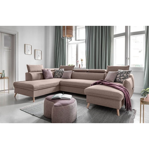 Bež raztegljiva kotna sedežna garnitura (levi kot) Sweet Harmony – Miuform-image-4