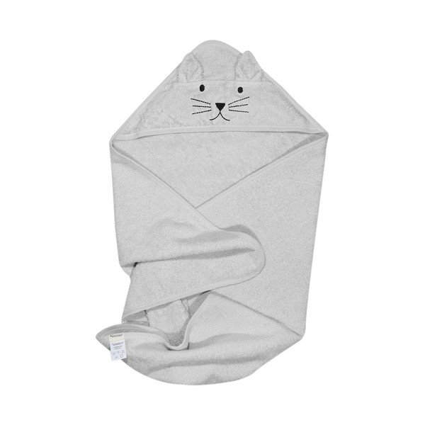 Siva bombažna otroška brisača s kapuco Kindsgut Cat-image-2