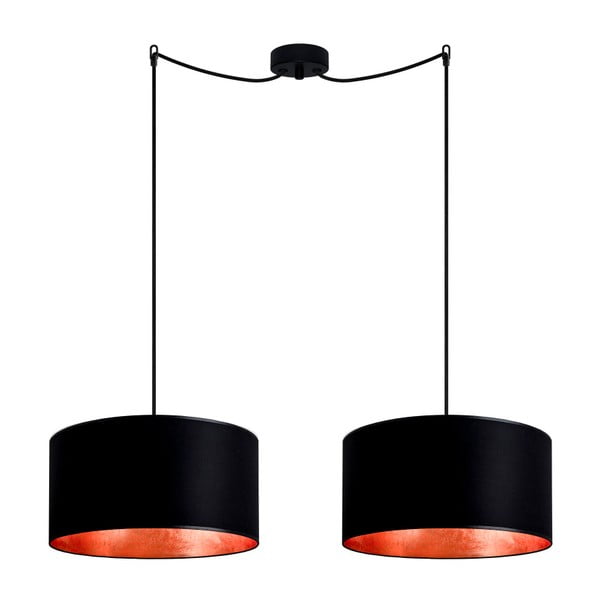 Črna dvojna viseča svetilka z detajli v bakreni barvi Sotto Luce Mika, ⌀ 36 cm