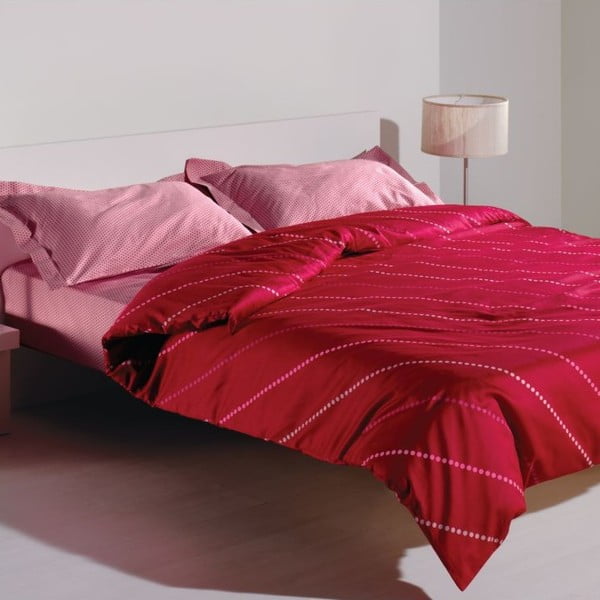 Komplet posteljnine in rjuh Spotty Pink, 200x220 cm