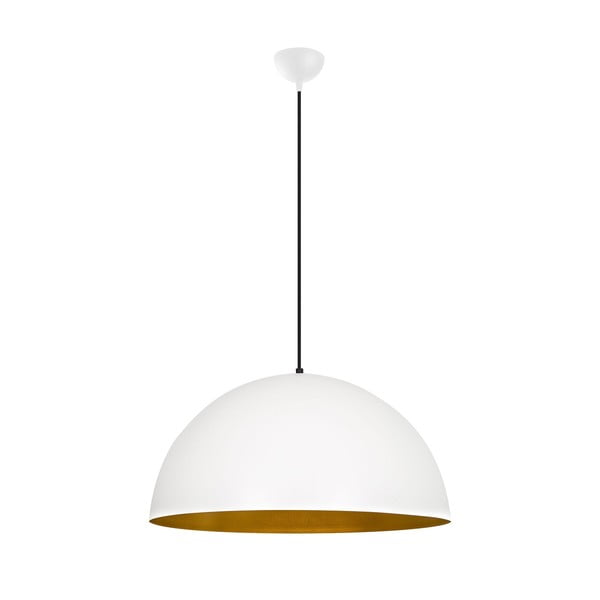 Bela viseča svetilka s kovinskim senčilom ø 60 cm Sivani – Opviq lights-image-2