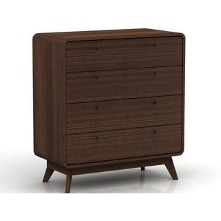 Temno rjava visoka komoda v orehovem dekorju 80x88 cm Caitlin – Støraa