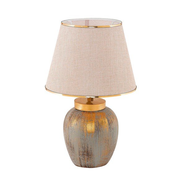 Kremno bela/v zlati barvi namizna svetilka s tekstilnim senčilom (višina 47 cm) Yakamoz – Opviq lights