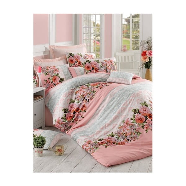 Roza posteljnina za zakonsko posteljo Rose, 200 x 220 cm