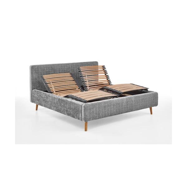 Svetlo siva oblazinjena zakonska postelja z letvenim dnom 180x200 cm Primavera – Meise Möbel-image-2