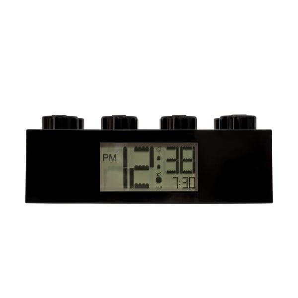 Črna digitalna ura z alarmom iz kock LEGO®