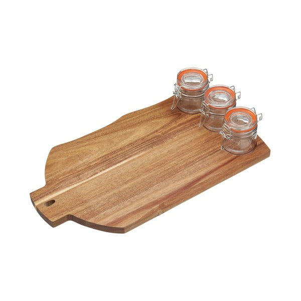 Lesena rezalna deska s skledami za omake Mojstrski razred kuhinjske obrti