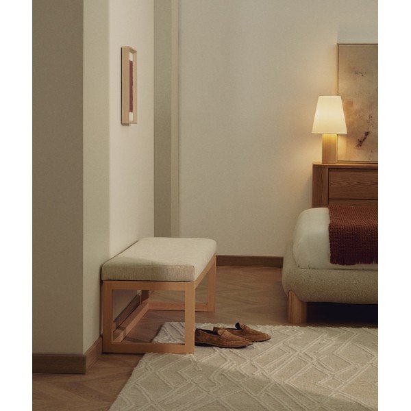 Bež/v naravni barvi oblazinjena klop Loya – Kave Home-image-1