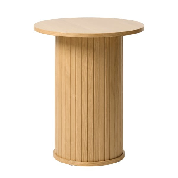 Okrogla stranska mizica v hrastovem dekorju ø 50 cm Nola – Unique Furniture