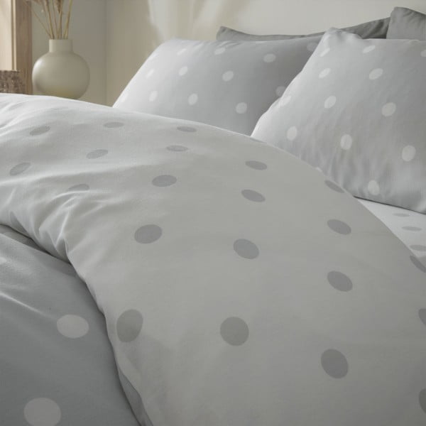 Bela/svetlo siva enojna posteljnina 135x200 cm – Catherine Lansfield-image-2