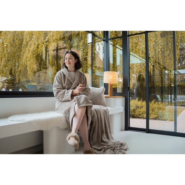 Sivorjav kopalni plašč iz mikropliša velikosti L/XL Pippa – Tiseco Home Studio-image-3