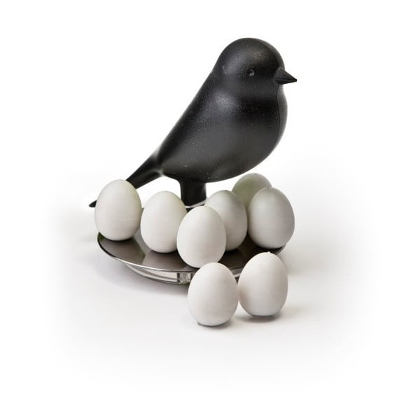 Črno stojalo z magneti Qualy Magnetic Egg Sparrow