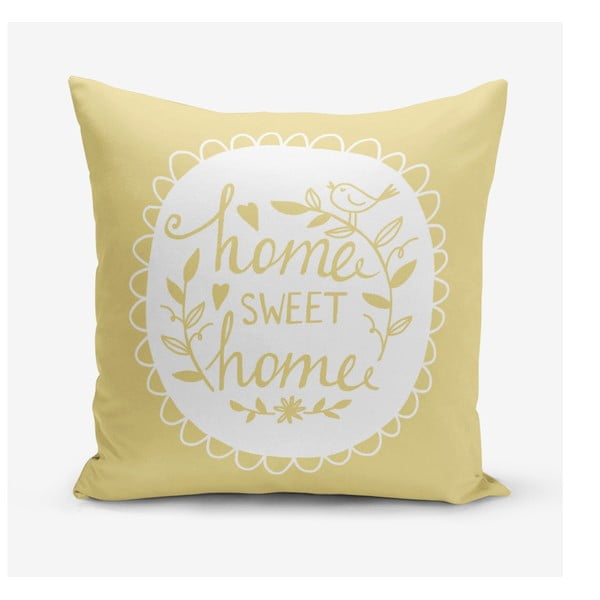 Rumena prevleka za okrasno blazino Minimalist Cusion Covers Home Sweet Home, 45 x 45 cm