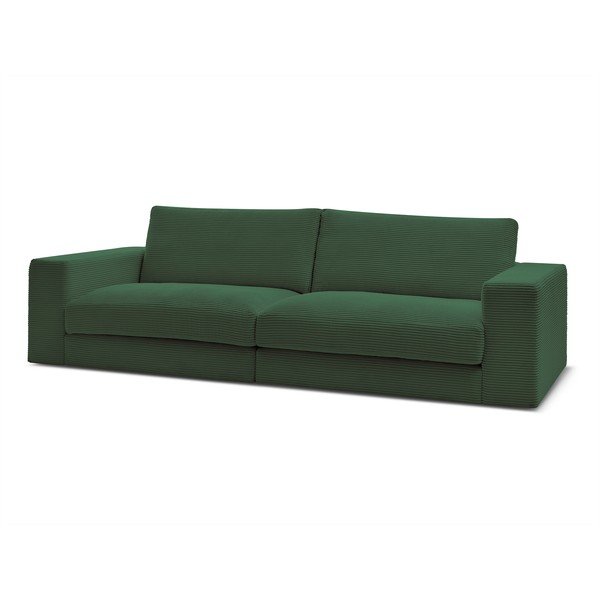 Temno zelena sedežna garnitura iz rebrastega žameta 274 cm Leonard – Bobochic Paris-image-3
