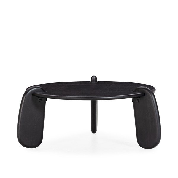 Črna okrogla klubska mizica iz masivnega manga ø 80 cm Tamira – MOME-image-2