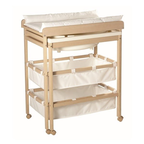 Bela/naravna previjalna miza v dekorju breze Baby Pool – Roba