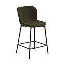 Temno zelen oblazinjen barski stol (višina sedeža 65 cm) Maceda – House Nordic