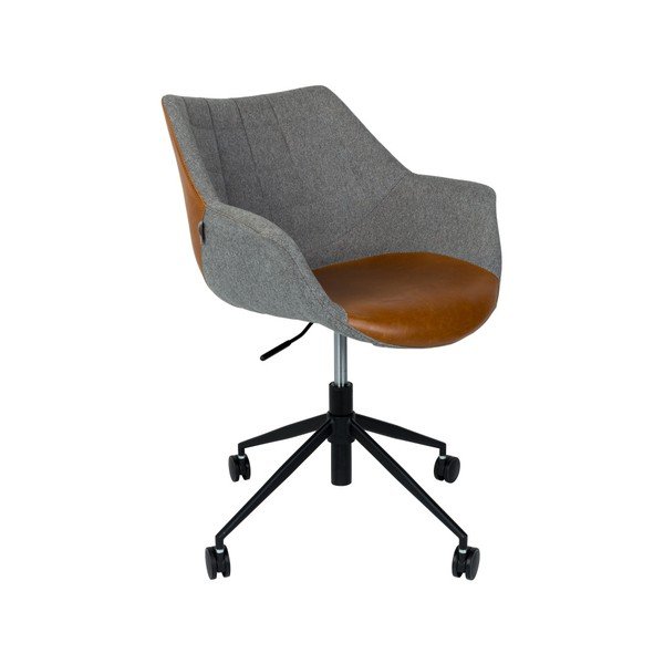 Siv pisarniški stol z rjavimi detajli Zuiver Doulton-image-4